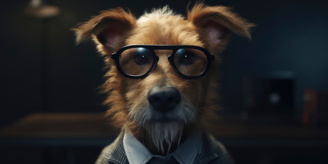 A portrait of a Dog wearing a business suit. AI Generated