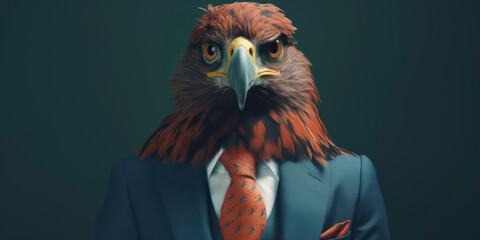 A portrait of a Bird wearing a business suit. AI Generated