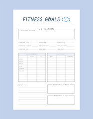 Fitness Goals planner (clouds). 