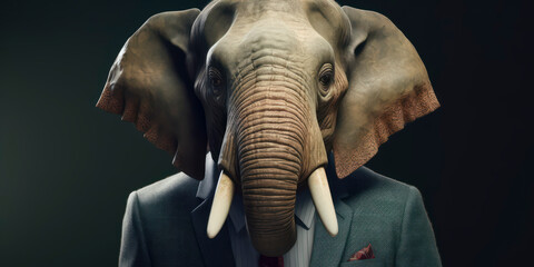 A portrait of a Elephant wearing a business suit. AI Generated