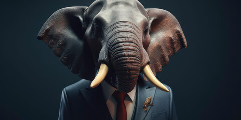 Fototapeta na wymiar A portrait of a Elephant wearing a business suit. AI Generated