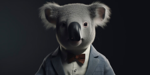 A portrait of a Koala wearing a business suit. AI Generated