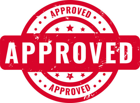 Approved stamp rubber grunge effect in red colour