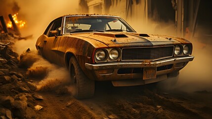Obraz na płótnie Canvas old car in the desert
