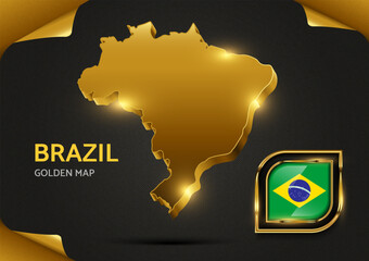 Luxury Golden 3d Map Brazil