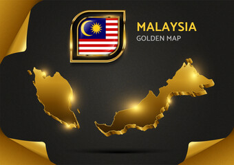 Luxury Golden 3d Map Malaysia