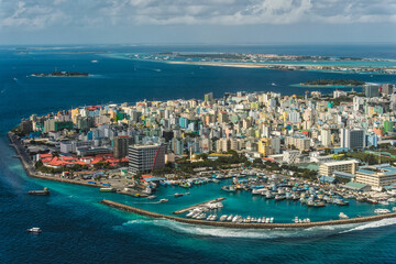 Maldivian capital Male - view from above - obrazy, fototapety, plakaty
