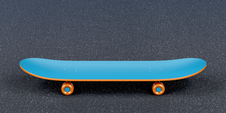 Blue skateboard on the asphalt