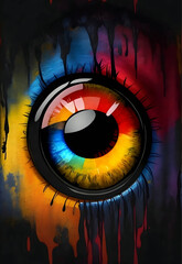 fantasy colorful human eyeball. ai generated