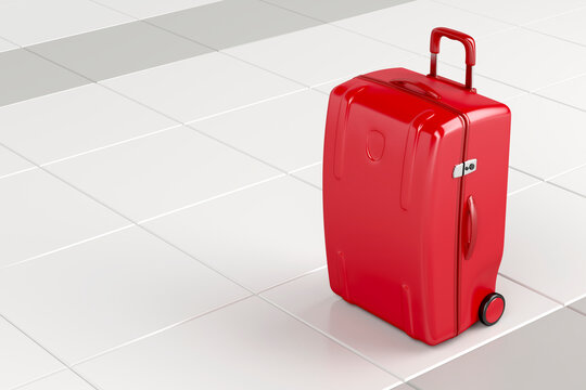 Red Travel Bag On Tile Floor