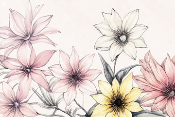 Beautiful watercolor floral art illustration