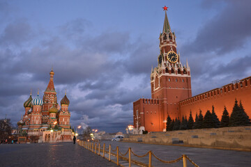 Evening on the Red Square of Moscow. Center of the Russian capital.