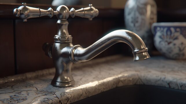 Luxury vintage faucet in the bathroom.