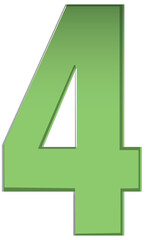 Green font, number 4