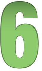 Green font, number 6