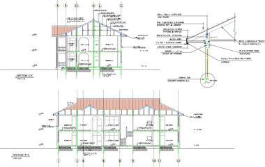 Vector sketch of architectural design illustration of a four-storey apartment flat for a residence