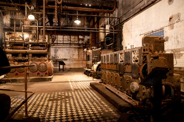 Old machinery in an abandoned factory.