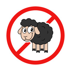 No Black Sheep Sign on White Background