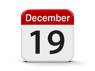 Obraz premium Calendar web button - The Nineteenth of December - International Day to Assist the Poor, three-dimensional rendering, 3D illustration