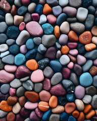 Colorful Pebble stone, Cobblestone Textured Background With Round Stones
