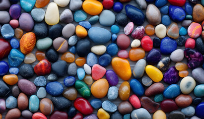 Fototapeta na wymiar Colorful Pebble stone, Cobblestone Textured Background With Round Stones