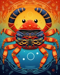 Colorful, whimsical crab. Generative AI