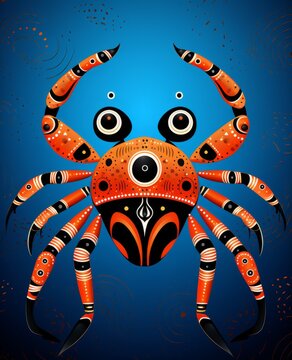 Colorful, whimsical crab. Generative AI