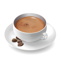 cup of coffee with beans