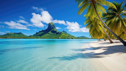Beach in Bora Bora, French Polynesia - obrazy, fototapety, plakaty
