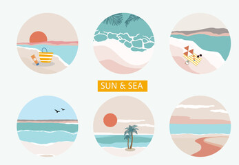 Summer background with sea and beach .Vector summer banner