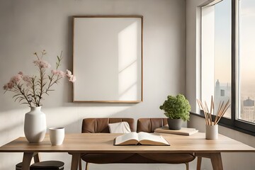 Fototapeta na wymiar most beautiful interior design with table and lamp Generative Ai