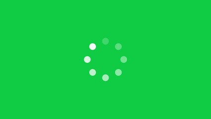 Loading progress circle buffering wheel seamless animation on green background