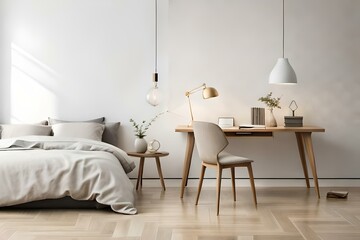 most beautiful interior design with table and lamp Generative Ai