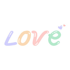 Vector - Cute word Love with mini heart on pastel color.