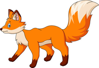 Obraz premium Cute fox cartoon on white background