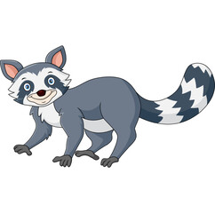 Cute raccoon cartoon on white background