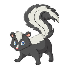 Cute skunk cartoon on white background