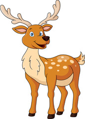 Fototapeta premium Cute deer cartoon on white background