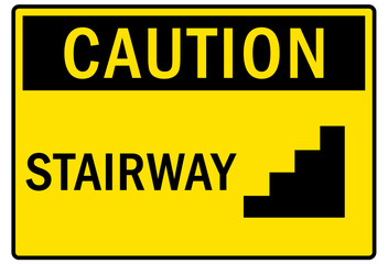 Fototapeta premium Step up warning sign and labels stairway