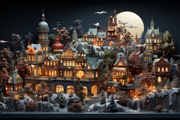 Fototapeta premium winter landscape with houses and snow ai generative