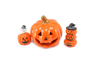 Plaster Halloween pumpkins prop isolated on white background