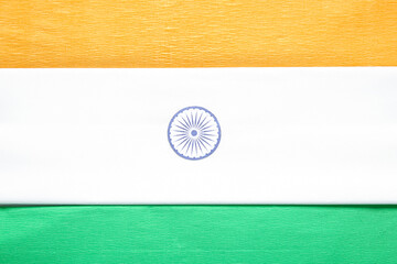 Indian flag made of corrugated paper as background, closeup