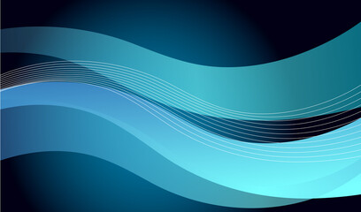 Abstract Blue Waves on Black Background