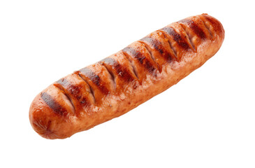 Fried sausage isolated on transparent background, top view, Generative AI