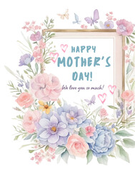 Transparent PNG Hand Drawn Mother's Day illustration image, Floral Mother's Day Background Drawing Watercolor, 
Greeting mom birthday Hand Drawn vintage aesthetic.