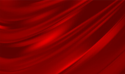 Smooth elegant red silk or satin luxury cloth texture can use as wedding background. Red cloth or liquid wave or wavy folds of grunge silk. Velvet satin texture or luxury Christmas background. Vector.