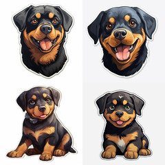 rottweiler black dog cartoon for clip art or sticker white background