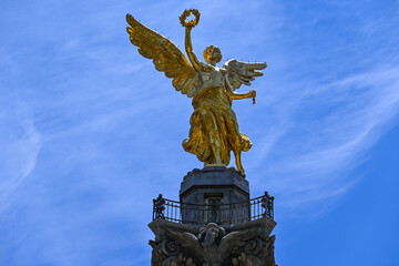 The Angel of Independence against the sky in Mexico City, Mexico.