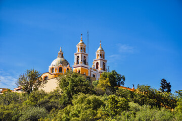Beautiful Church of Our Lady of Remedies in Cholula, Puebla, Mexico. Located in a small magical town on ancient ruins.