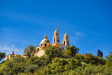 Beautiful Church of Our Lady of Remedies in Cholula, Puebla, Mexico. Located in a small magical town on ancient ruins.